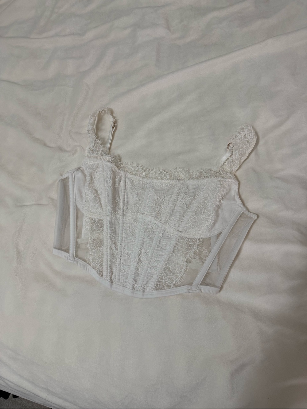 Victoria's Secret White Lace Bustier Crop